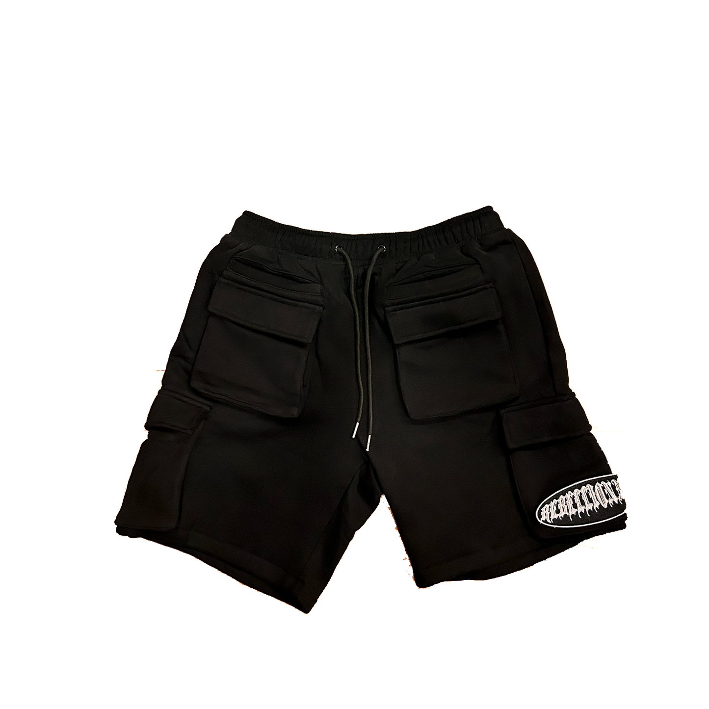 REBELLIONAIRE PATCH-WORK CARGO SHORTS